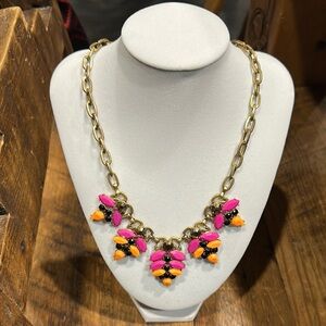 J. Crew Pink and Orange Necklace Vibrant Statement Jewelry
